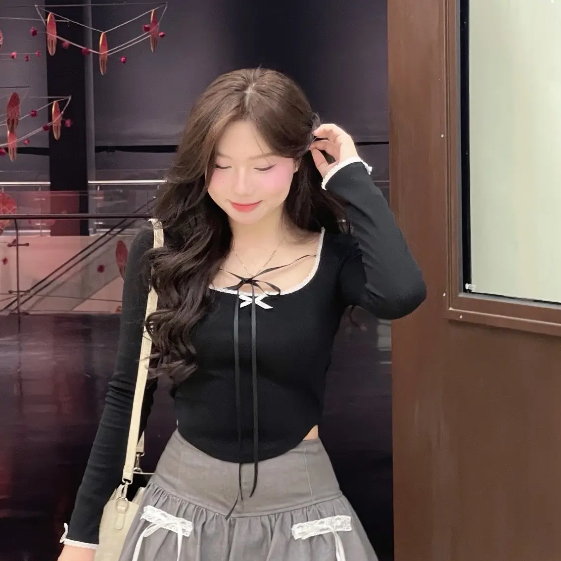 [Tặng kèm vòng handmade] - ÁO KIỂU CỔ VUÔNG CHẤT THUN CO GIÃN THOẢI MÁI Nữ Women Top Shirt