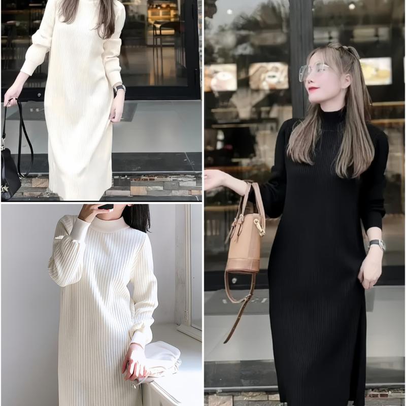 váy len tay bồng Sweater dáng suông hàng đẹp có bo tay bản vừa che mọi khuyết điểm Nữ Dress Women Nhung Voan