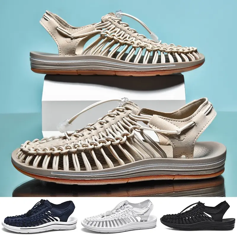 Sandal Tenunan, Untuk Lelaki dan Wanita, Kasut Pantai Kasual, Fesyen, Ringan, Sandal Luar, Kasut Pasangan Bersaiz Besar (35-46)