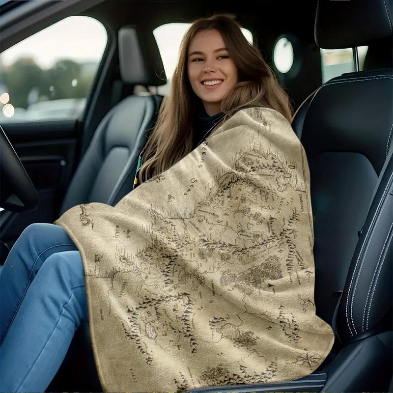 The Lord Of The Rings Map Pattern Blanket, Soft Warm Throw Blanket, Air-conditioned Room Blanket, Warm Nap Blanket for Home Office Travel Outdoor 6