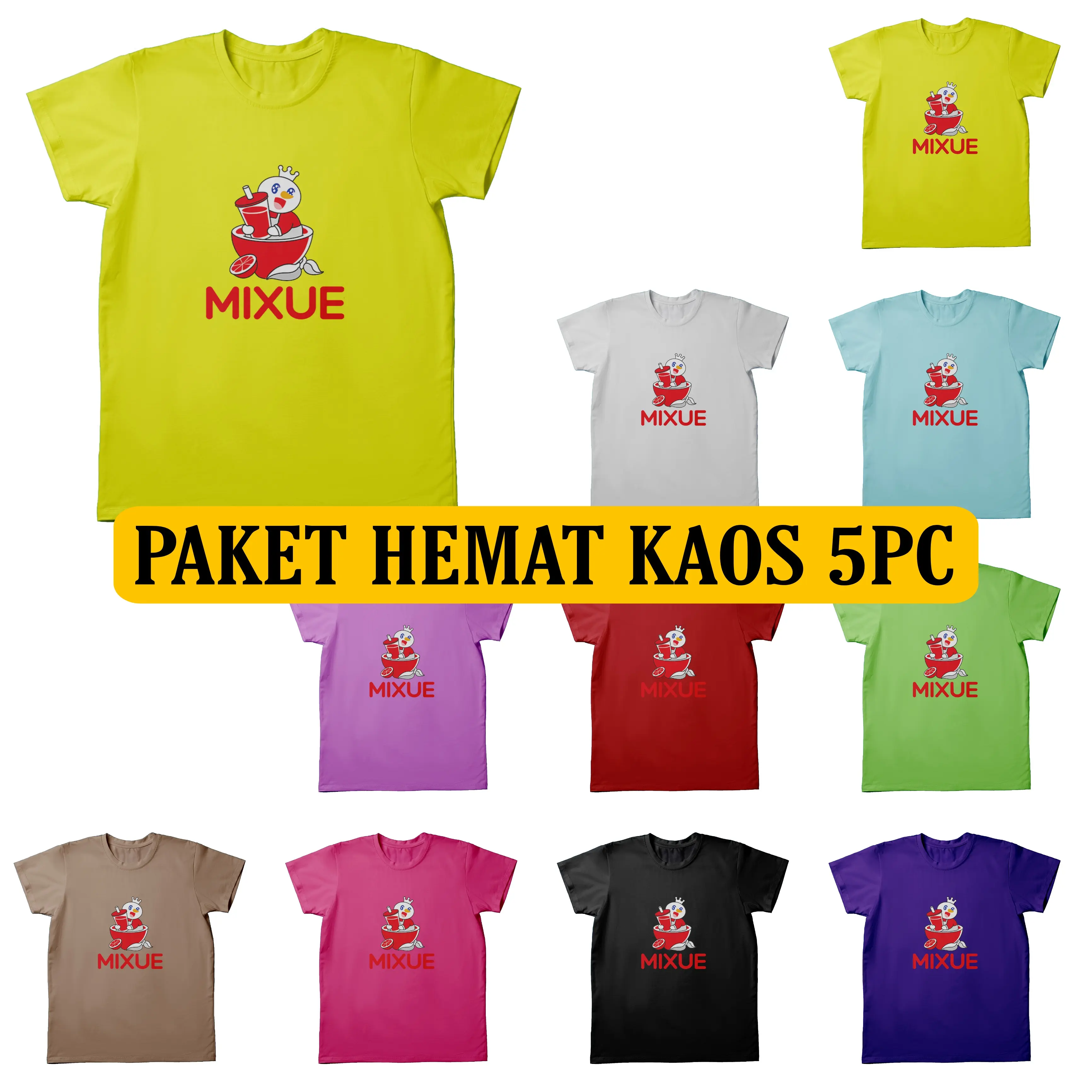 KAOS ANAK MIXU ISI 5PC  / PAKET HEMAT KAOS BAHAN SPANDEK PE Baju