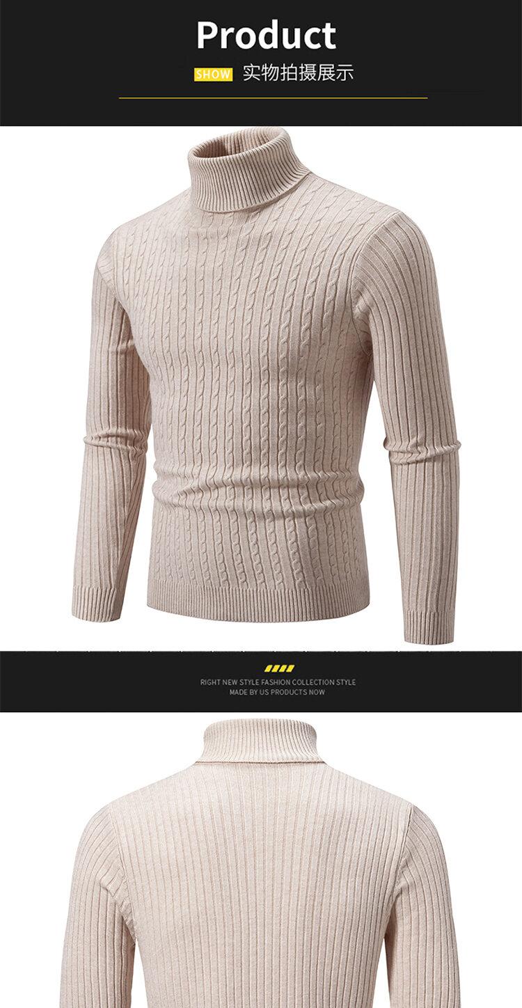 Product Introduction of Men's Turtleneck Sweater Casual Men's Knitted Sweater Warm Fitness Men Pullovers Tops Knitwear Menswear polo  shirts Collar Geometric 34