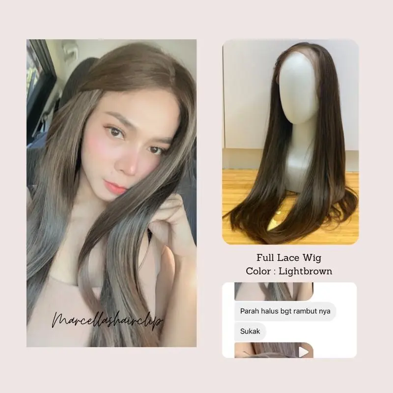 [AKEMI HAIR] - FULL LACE WIG AKEMI - LURUS NATURAL 70cm Rambut Palsu Wanita Dewasa Renda Panjang Natural Premium Black Coklat Pirang Wig Bebas Belahan Rambut Hitam Marcellashairclip 6