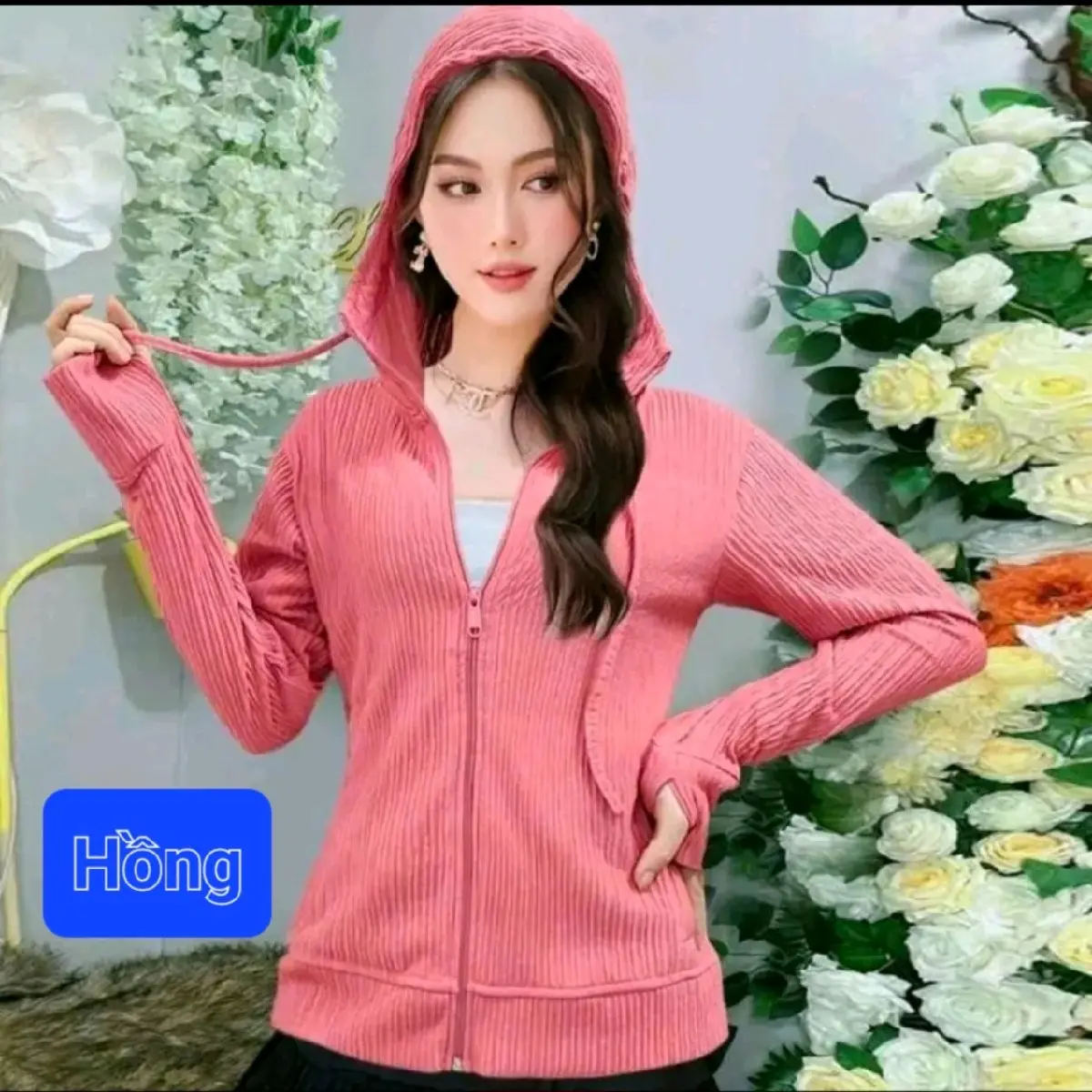 Áo Khoác Có Nón Thun Xốp Nhật 40_70kg Áo Có 4 Túi Có Khóa Kéo Túi Ngoài Co Giản nhẹ