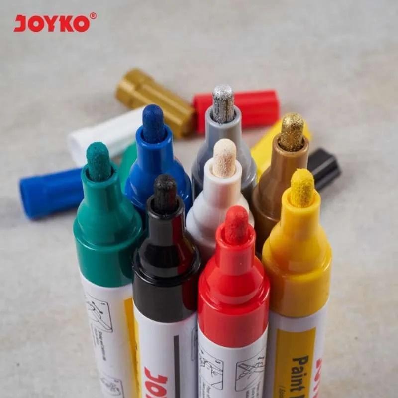 JOYKO Spidol Permanen Serbaguna PTM 37-44 Paint Marker Putih-Silver-Gold Permanent Opaque Ink 1
