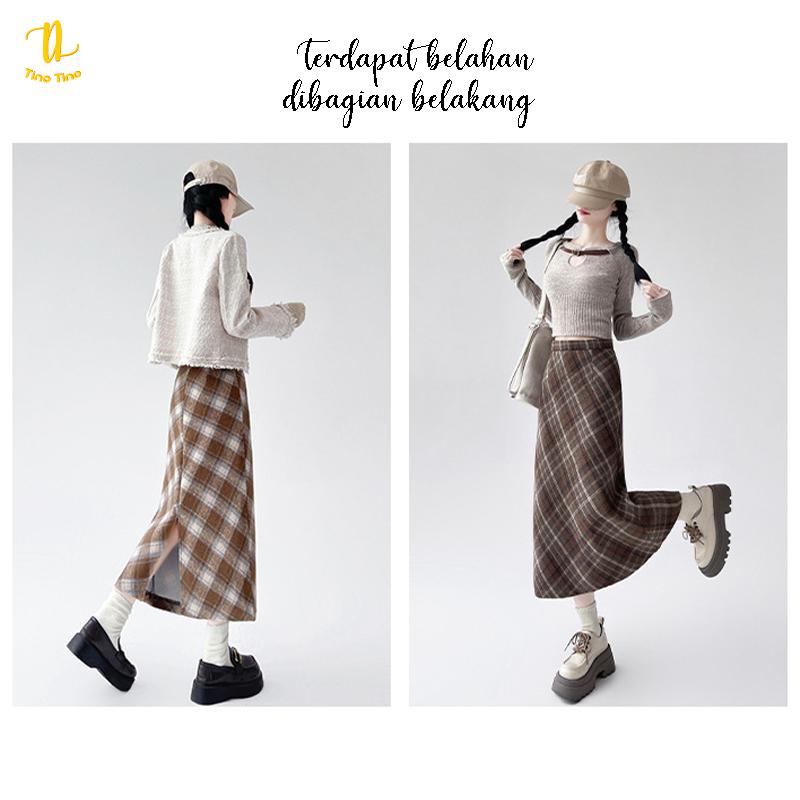 TINO TINO - Rok Highwaist Flare Plaid H1621 Skirt Higwaist Pattern Korean style Casual Kain Nyaman Simple 2