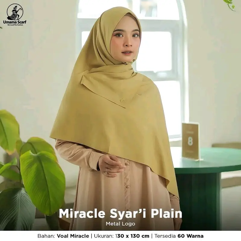 HIJAB Syar’i VOAL MIRACLE PLAIN LOGO UMAMA Jumbo 130 x 130 CM  Premium 1
