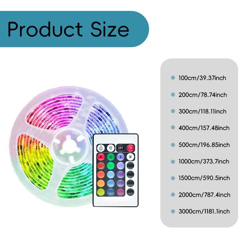 Product Introduction of USB Powered LED Light Strip, 1 Count RGB Color Changing LED Light Strip with 24 Keys Remote Control, Smart APP Control Music Synchronized Color Backlight 16