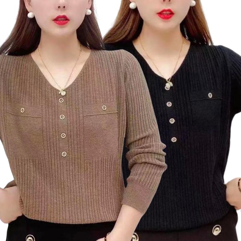  Áo Len Trung Niên Nữ - Cổ Tim Dài Tay Chất Mềm Mịn Co Giãn Thoải Mái 