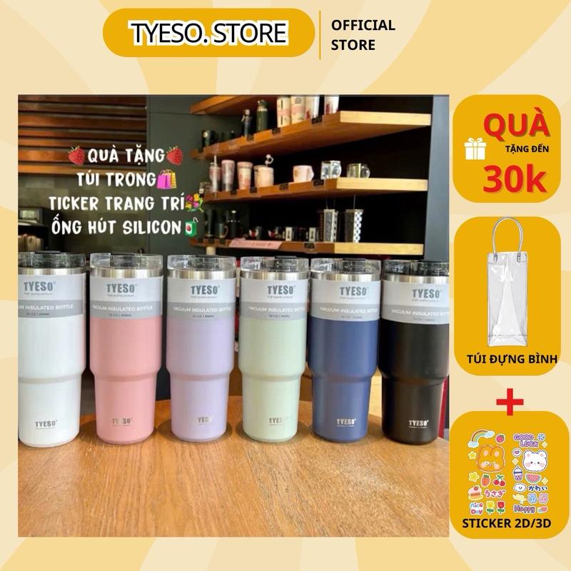 [Chính Hãng] Ly Giữ Nhiệt Tyeso 600ml - 900ml Mua một Ly Tặng  Ticker - túi - ống hút
