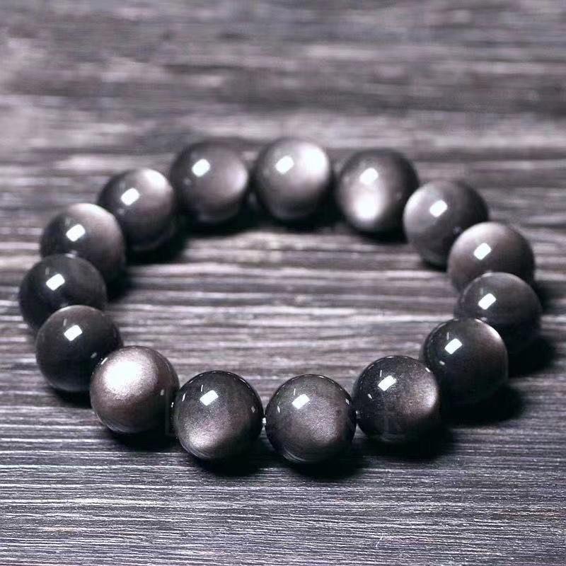 Vòng Tay Vàng Obsidian Mắt, Tự Nhiên Nguyên Chất, Màu Bạc Obsidian Tự Nhiên, Hạt Pha Lê Cặp Đôi 5