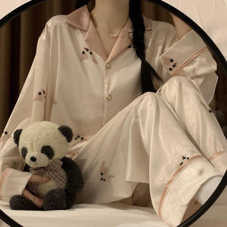 Product Introduction of Bộ Đồ Ngủ Dài Tay Lụa Lạnh Cao Cấp Phong Cách Pháp, Dành Cho Nữ, Bộ Sưu Tập Mùa Xuân Và Mùa Thu, Quần Dài Mới, Thích Hợp Cho Học Sinh, Bộ Đồ Mặc Nhà, Năm 2024 5