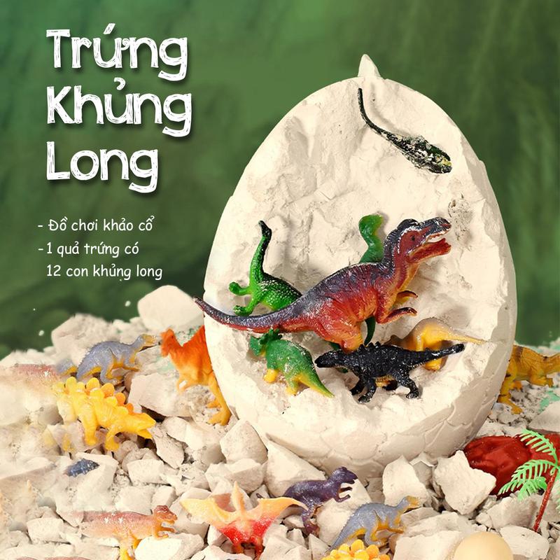 Đồ chơi khảo cổ học trứng khủng long 12 con , quả trứng khủng long to, đồ chơi khảo cổ khủng long, 12 mô hình khủng long , Talia Decor Toy