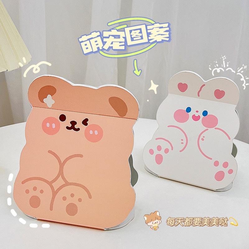 READY!!! CERMIN KACA RIAS LIPAT BEAR FOLDING MIRROR PORTABLE - KACA CERMIN LIPAT MODEL ANIMAL LUCU 2