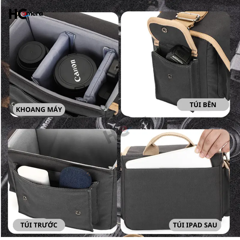 Túi Đựng Máy Ảnh, Ipad mini Cao Cấp HC48 Vải Canvas, Chống Sốc, Chống Thấm Nước - Bag - Camera 5