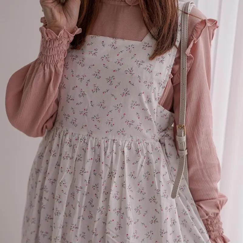 [7.7 BigSale] Himari Midi Dress Korea Motif Bunga Haraskirt Madebyhara Atasan Casual Katun Jepang Wanita Baju 1