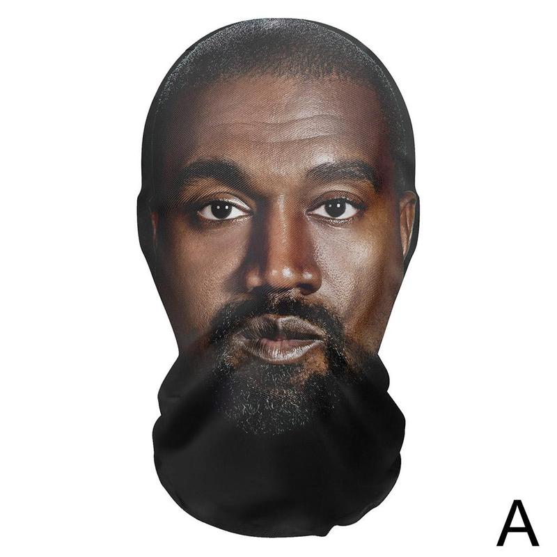 Product Introduction of 3D Printed Seamless Kanye Face Mask Celebrity Face Mask Funny Head Cover Riding Scarf Cosplay Headwear Hip Hop Hood 15