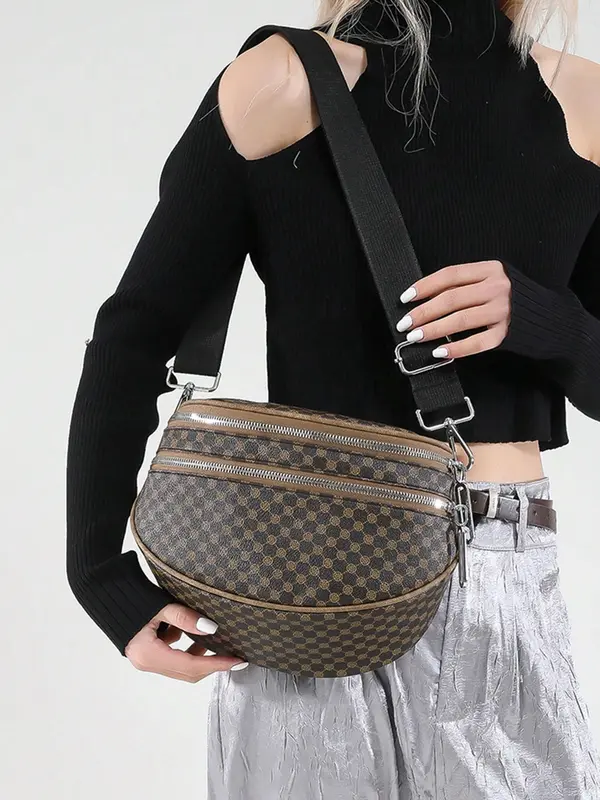 Women's Fashionable Fanny Pack, Casual Versatile Solid Color Sling Bag with Wide Strap, Trendy All-match Chest Bag for Daily Used 6