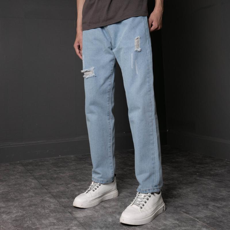 Product Introduction of Quần bò ống suông chất jean nam dáng baggy màu xanh đen xám phom rộng Menswear Denim Pants Có Túi Ong 10