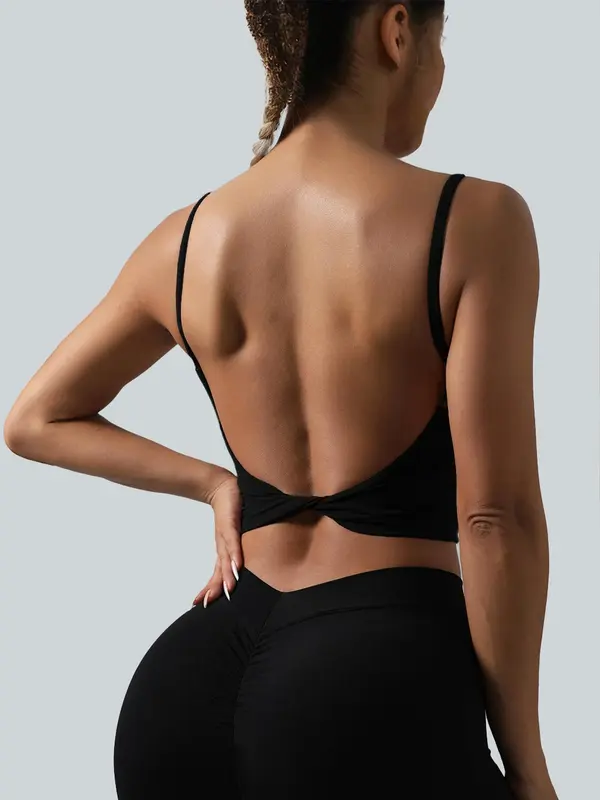 Women's Solid Sports Cami Top, Sports Plain Top, Ladies Sportswear for Indoor Outdoor Wear 4