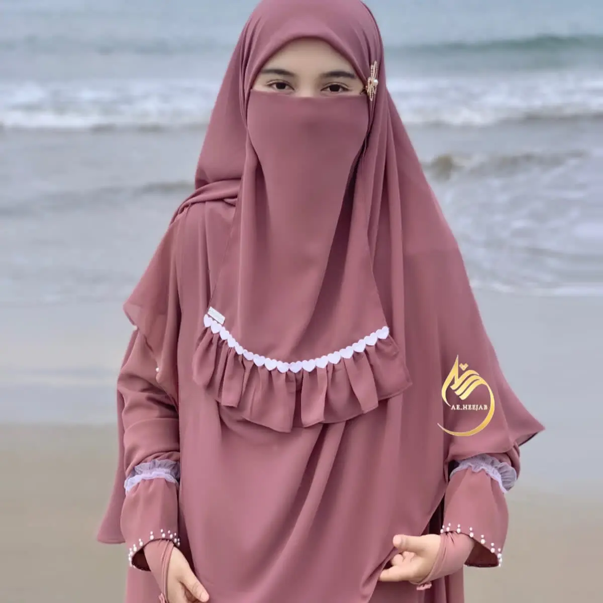 KHIMAR SEGIEMPAT OVAL ALA MELAYU + SET CADAR REMPLE LOVE > Jilbab Ceruty Muslim Syari Kerudung