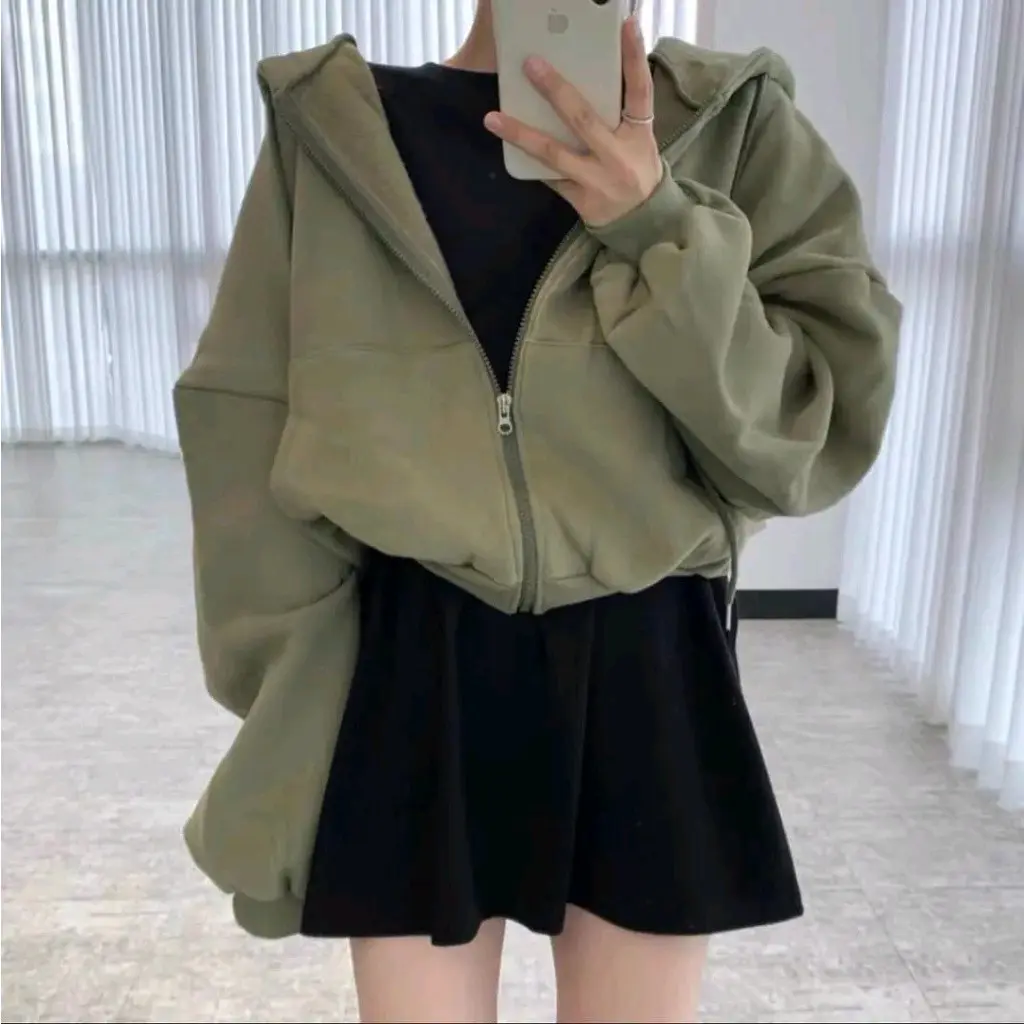 Jaket Hoodie Zipper jumbo pria wanita XXL-5XL