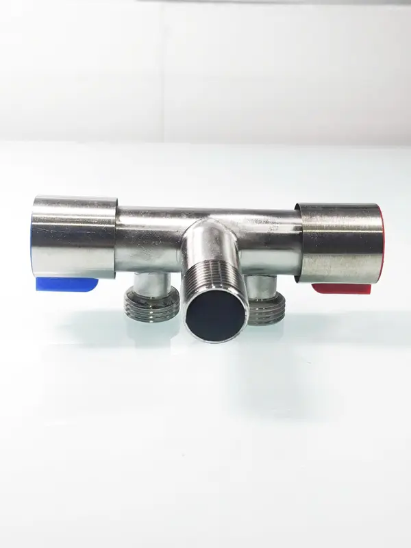 Van khóa nước đơn nóng hoặc lạnh thép không gỉ 304 van tay đỏ xanh 2 đầu ra van nước đa năng 2 cổng xả ren 21 voinuoc  xoay van  chuyển 6