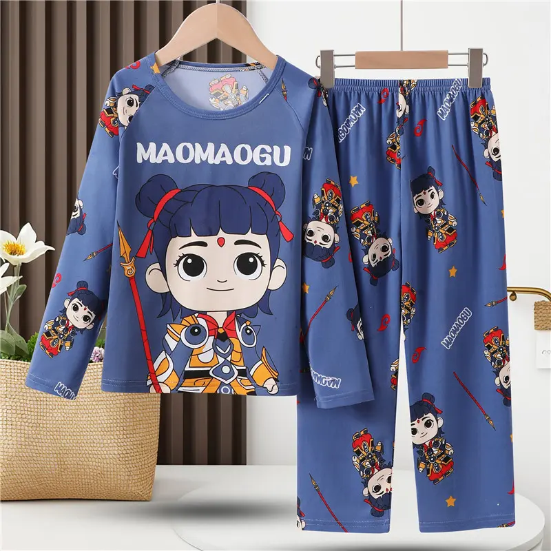 Đồ Mặc Nhà Trẻ Em, Bộ Đồ Mùa Hè Mới, Bộ Đồ Điều Hòa Không Khí Cho Bé Trai, Phong Cách Hàn Quốc, Bộ Đồ Bé Gái, Thiết Kế Dễ Thương, Đồ Ngủ Dài Tay Cho Em Bé