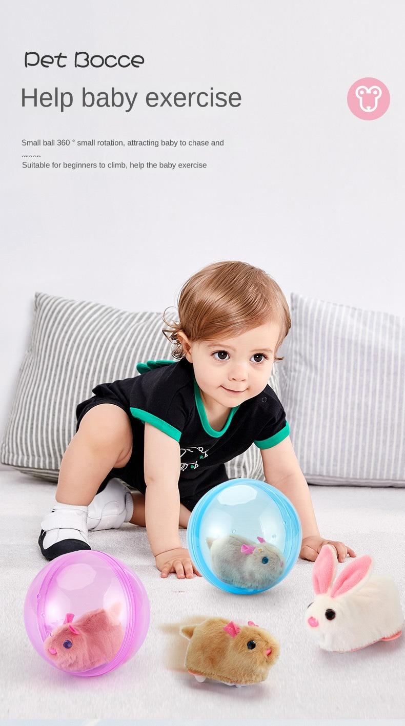 Product Introduction of New Popular Electric Rabbit Hamster Rolling Ball Playing Cat Electronic Plush Dog Cat Machine Pet Toys 3