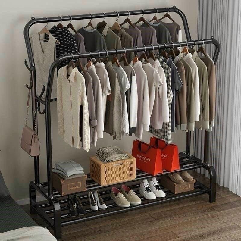 Giá Treo Quần Áo Kệ Treo Quần Áo Kim Loại Đơn Giản Chắc Chắn Tiện Lợi 2 Giàn…