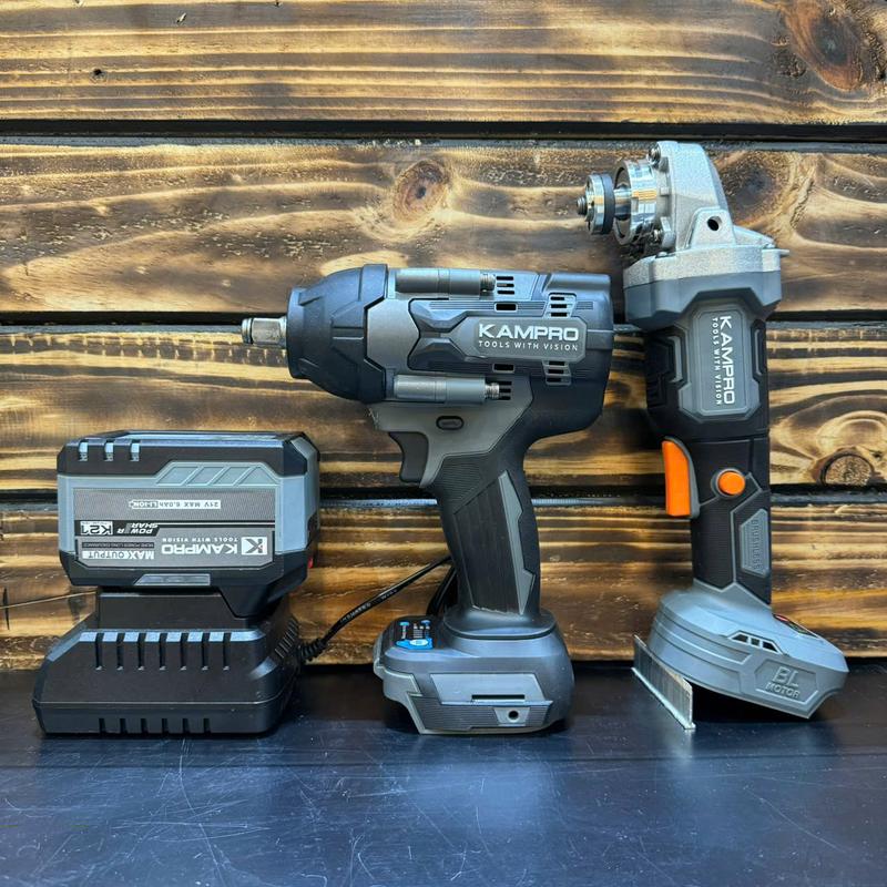 COMBO Máy Siết Bulong KAMPRO K800 Và Máy Mài Kampro K1Pro Kèm 1 pin 15cell 1 sạc - Máy Không Chổi Than- Chân pin phổ thông