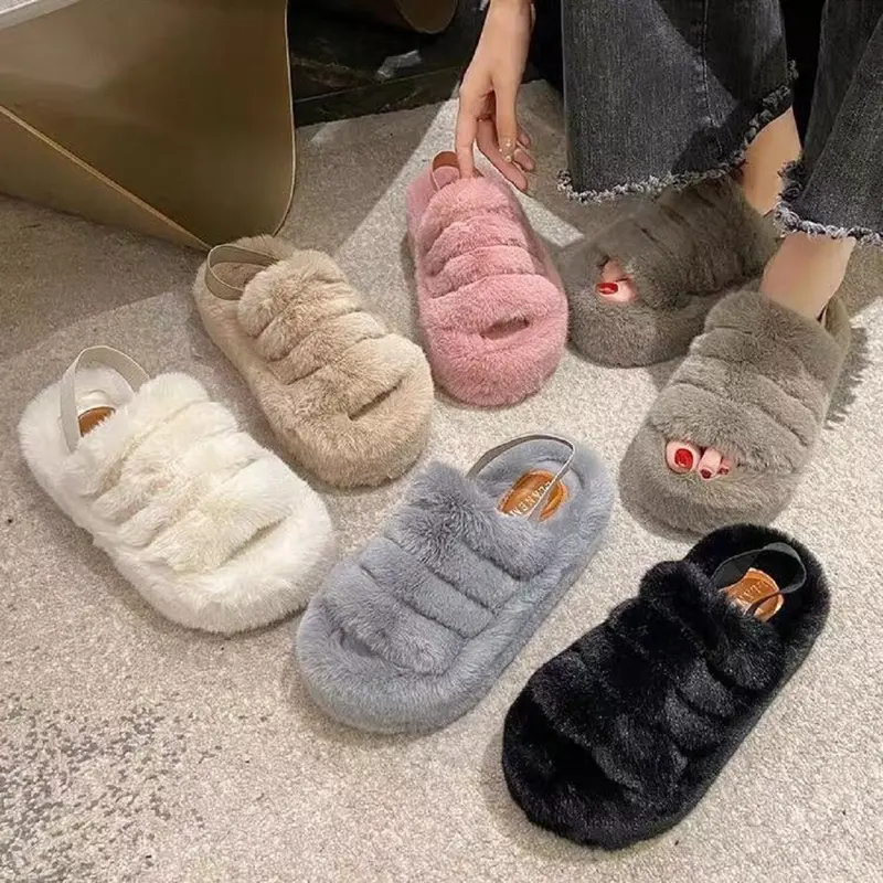 Dép lông quai chun sau đế 6,5cm hách dáng nhiều màu Nữ DéP Shoes 6