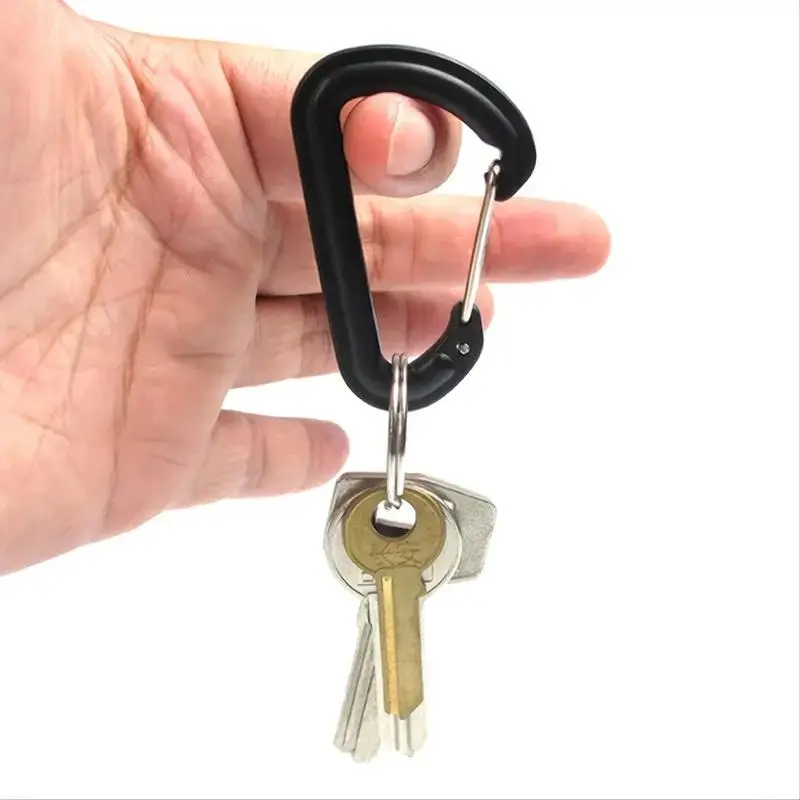 Outdoor Camping Carabiner, 6 Counts Portable Mountaineering Buckle, Multifunctional Carabiner Clip for Climbing Fishing Hiking 7