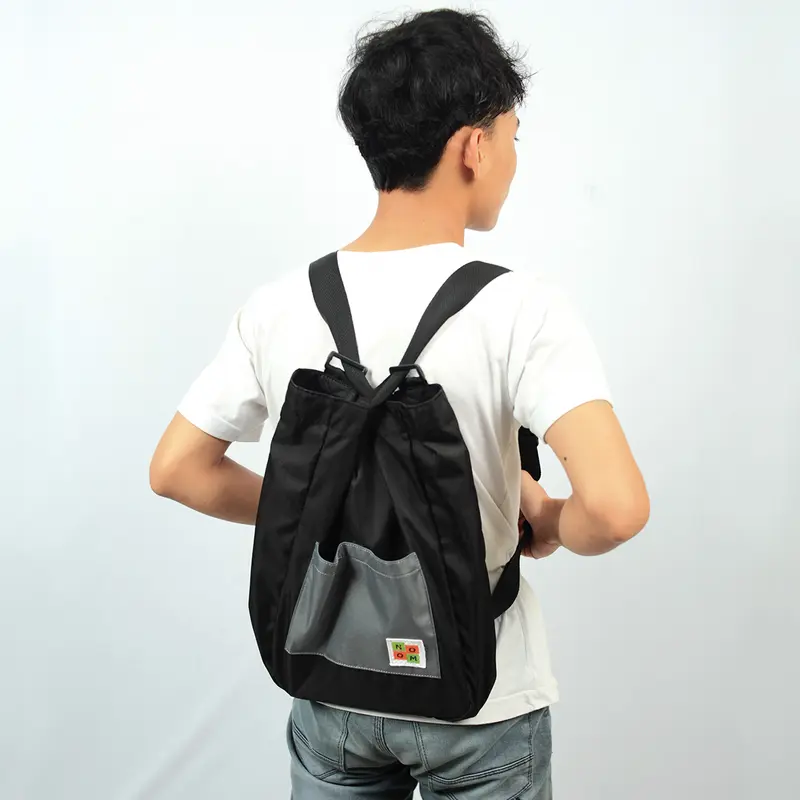 Noom Studio Barlow 2in1 Totepack Tote Bag & Backpack Codura Minimalis Unisex Pria & Wanita Hitam Abu Abu (Black Grey) 1