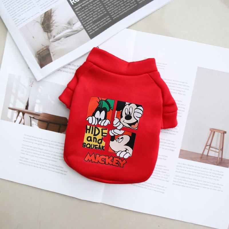 LINPET-In Stock Autumn and Winter Pet Clothes Cartoon Mickey round Neck Sweater Fleece-lined Cat for Common Dogs Clothes Small Dog 6
