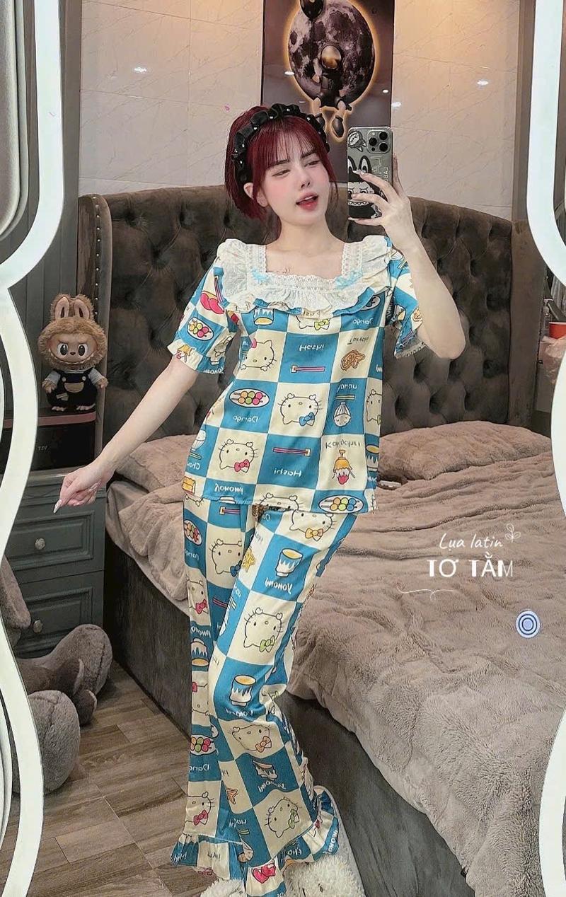 Product Introduction of Lụa xước tay cộc quần dài Nữ Women 20