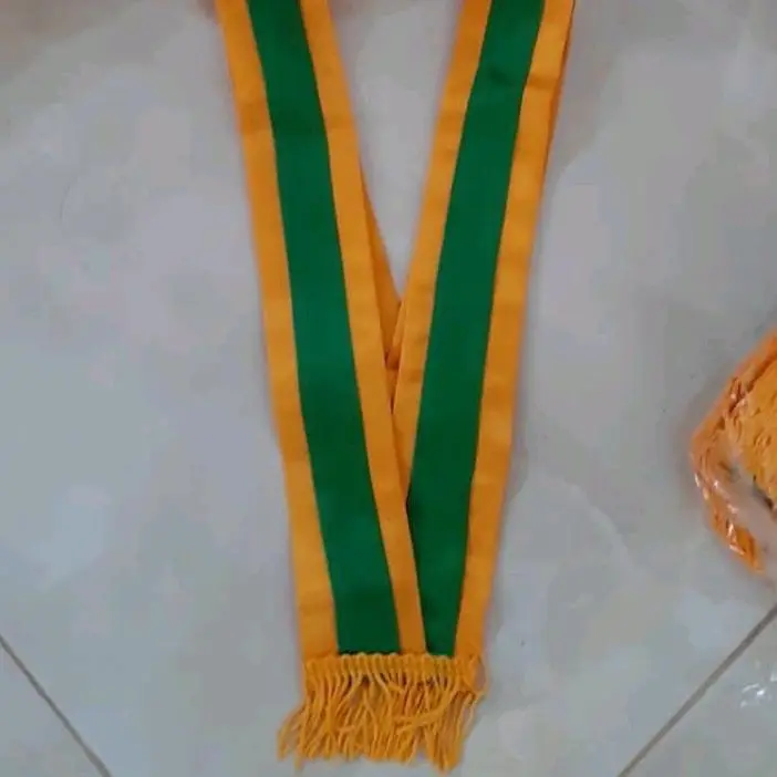 Kalung Wisuda SAMIR dengan Logo Kuningan atau Akrilik - Panjang 120cm - Hijau, Putih, Biru, Hitam 0