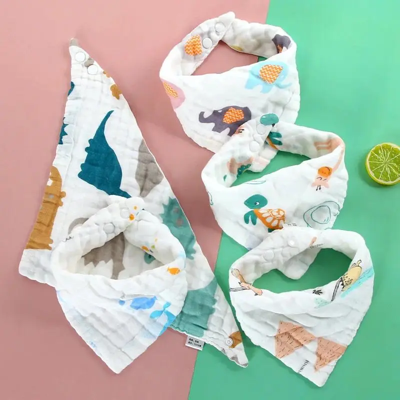 5pcs Cotton Baby Bibs Triangle Burp Cloths Cartoon Saliva Towel Baby Feeding Bibs Soft Absorbent Boys Girl Saliva Towel