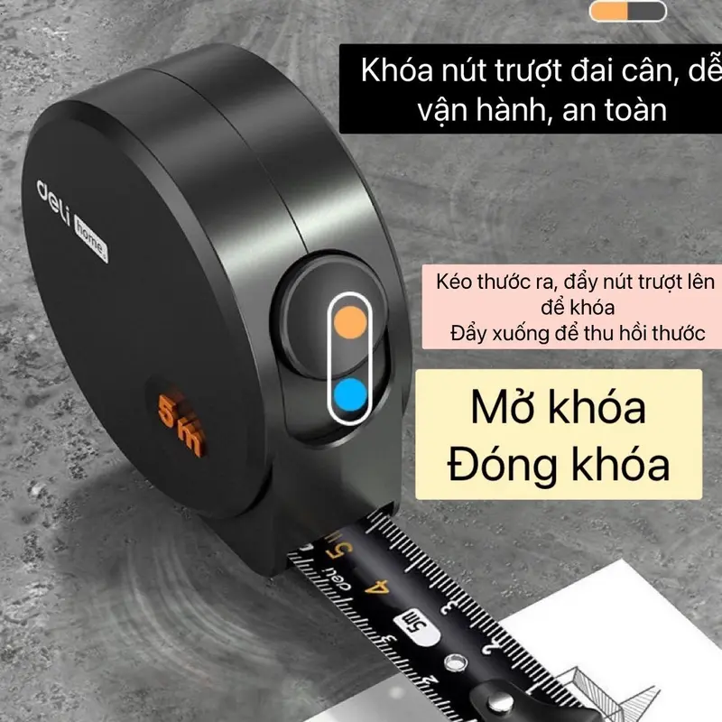 Thước Dây Deli 5m Bằng Thép Chống Mòn Độ Chính Xác Cao Chịu Lực Tốt 1