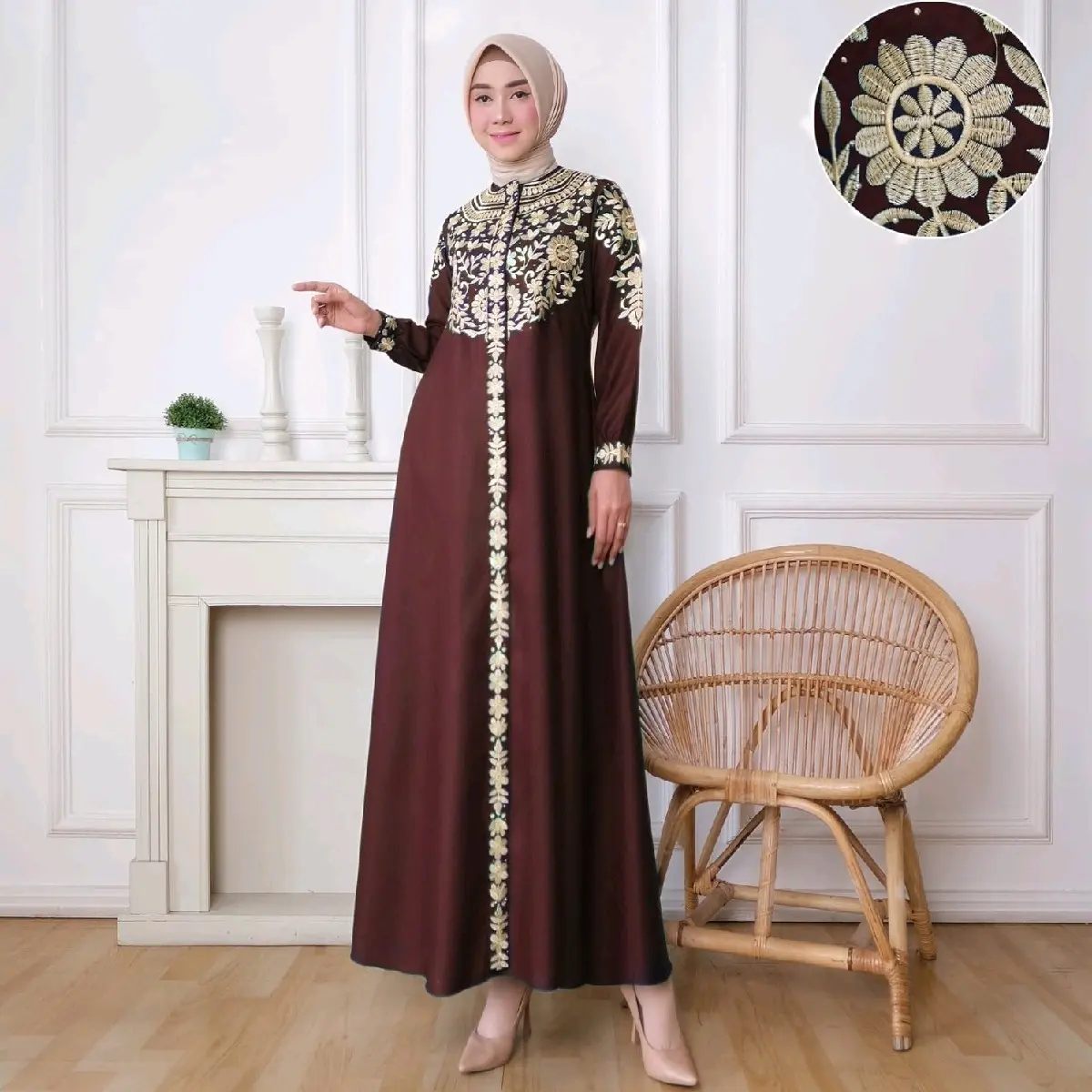 fashion gamis terbaru bordir dan payet dengan bahan toyobo premium /jahitan rapi,bahan tidak panas dan nyaman di pakai/gamis polos/gamis seragam/gamis pesta/gamis terbaru Katun