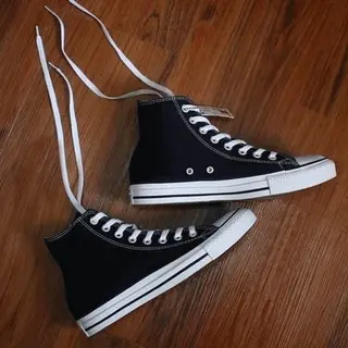 OBRAL KILAT!! Size 31-43 Terbaru Sepatu All Star Sneakers Pria Wanita Hitam Tinggi Boot High Free Box Bayar Ditempat Sepatu Sekolah Casual Karet Shoes 2