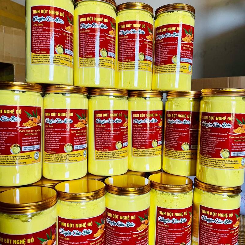 HŨ TINH BỘT NGHỆ ĐỎ NGUYÊN CHẤT 500g + TẶNG KÈM CHAI MẬT ONG NGUYÊN CHẤT