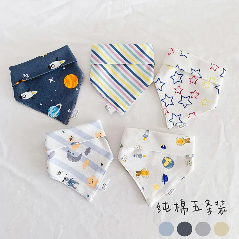 Set 5 khăn yếm tam giác Cotton giữ ấm cổ nhiều mẫu xinh yêu 3