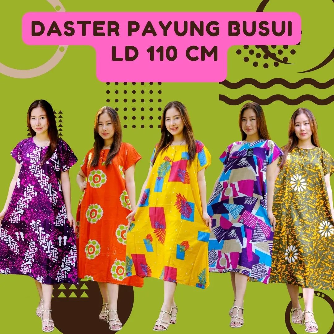 Paket Usaha Daster Payung 5 PCS Busui Kancing Rayon Motif  Standar Bumil