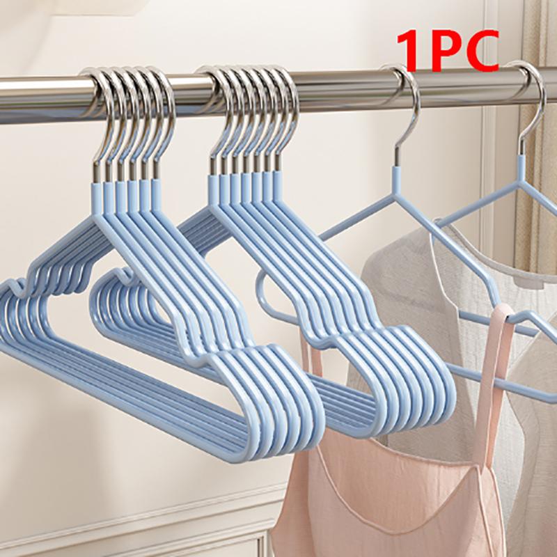Móc treo quần áo, chất liệu kim loại, thiết kế đơn giản và dày, có rãnh, thích hợp để thông gió cho trẻ em và người lớn, màu xanh lam và xanh lá cây, được làm bằng nhựa, móc áo khoác 0