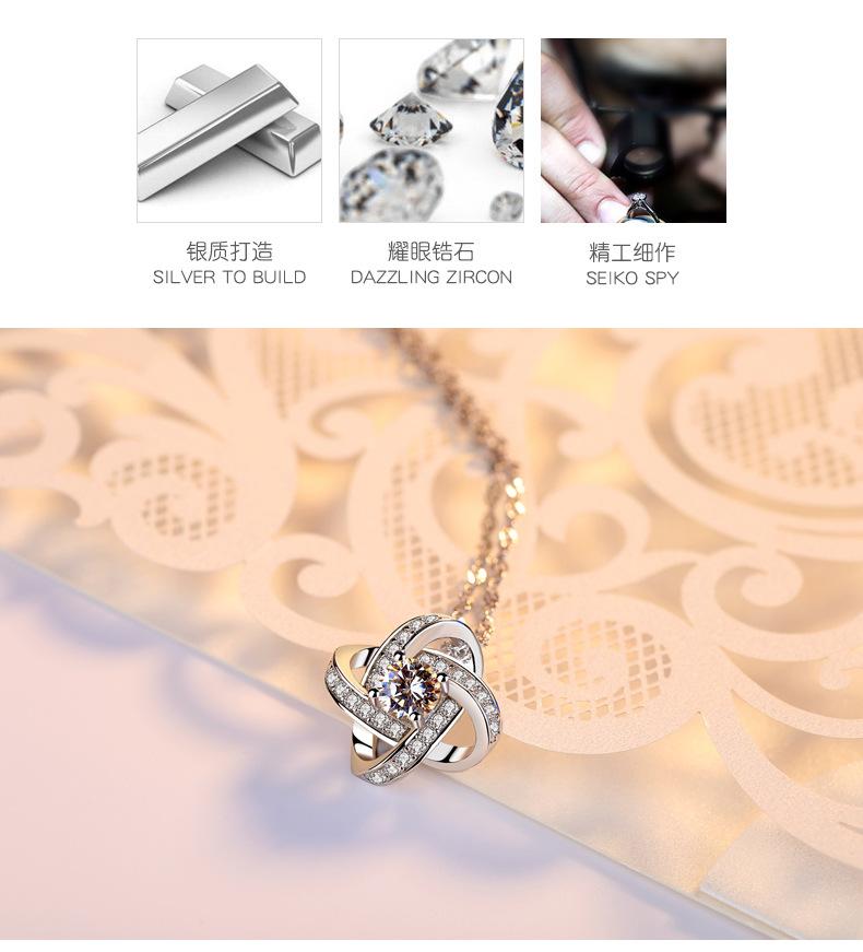 Product Introduction of Korean Silver Jewelry Women's Japanese and Korean Crystal Clover Pendant Silver Jewelry Clavicle Chain Birthday Gift Hot Sale pearl summer rope chain gold larimar sea monkeys ankh statement necklace chiffonsaree jew erly 2