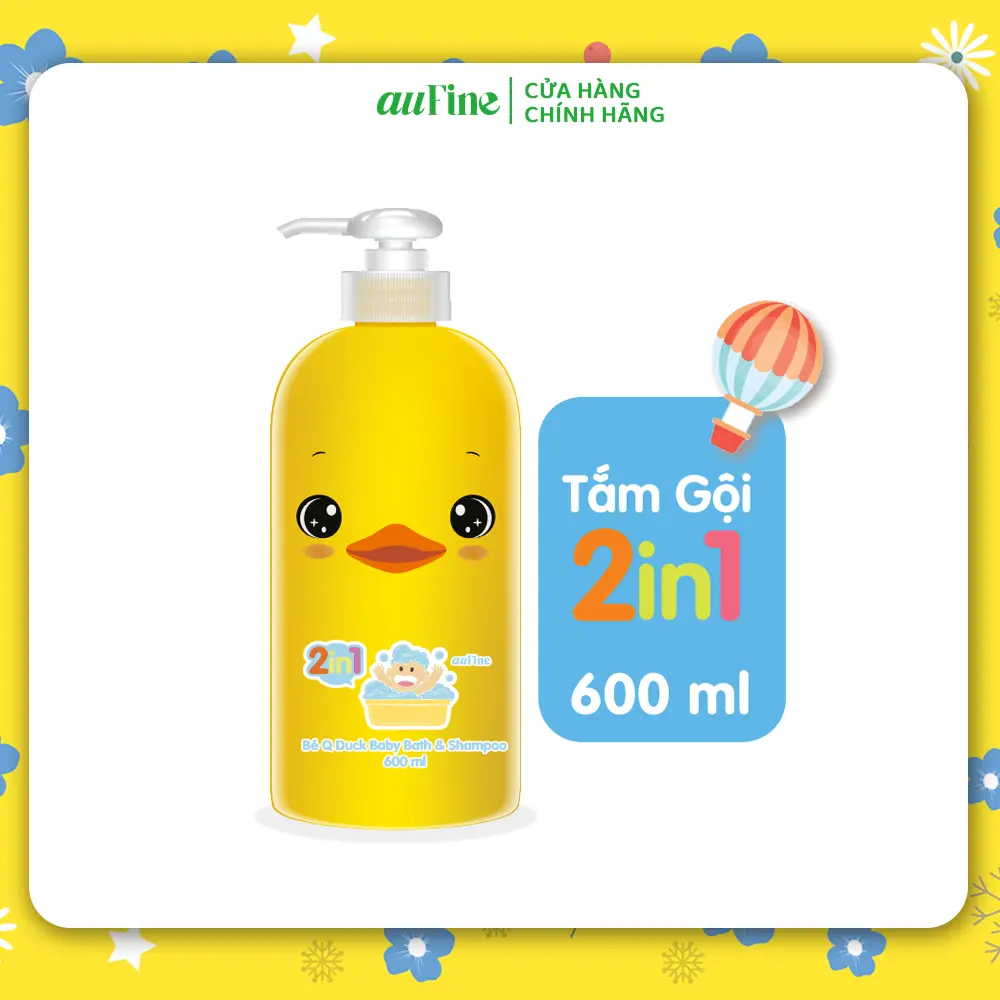 Tắm Gội 2 in 1 Trẻ Em AUFINE Bé Q Duck 600ml