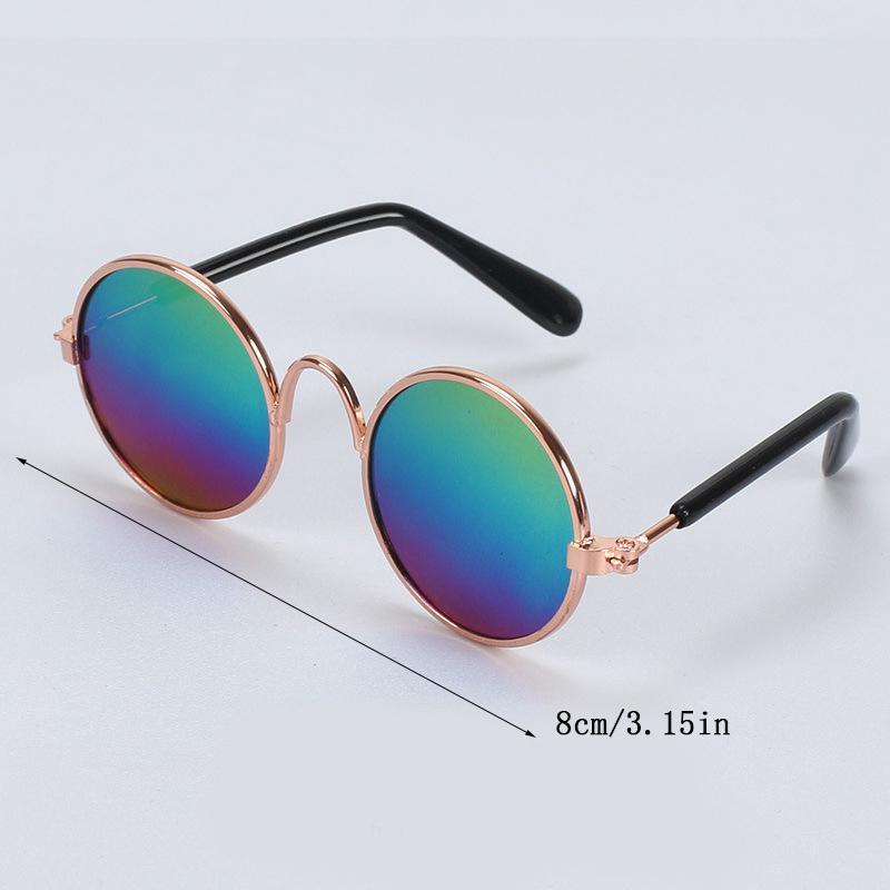 Fashion Eye Glasses for Cats, Retro Circular Cool Sunglasses, Pet Costume Supplies, Round Frame Glasses Photo Props for Small Medium Pets Kids Boys Girls 8