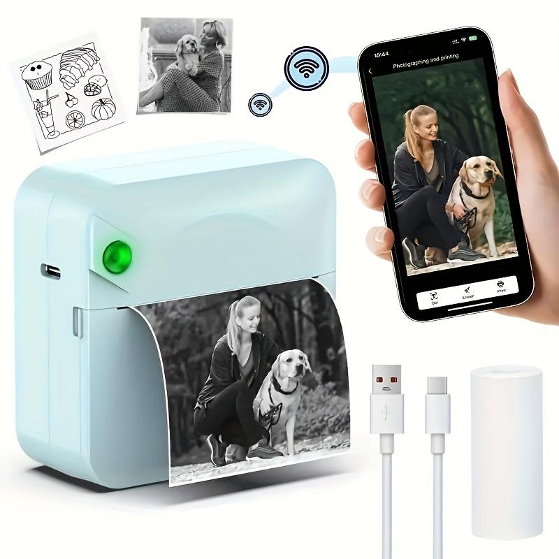 Ink Free Sticker Printer Mini Thermal Printer with One Roll Of Thermal ...