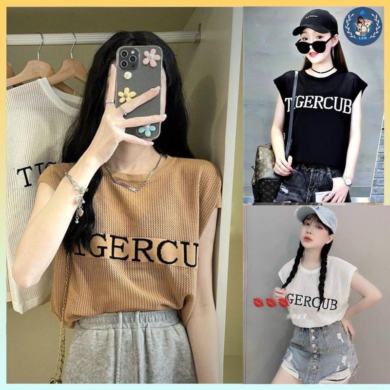 [A009] Áo lưới QC len Montoghi hàng dệt kim Quảng Châu TIGERCUB tay hến cổ tròn mùa hè xinh xắn - L2M (Top Women Fashion ) 【 hoa hồng  【 Hỏa tốc  